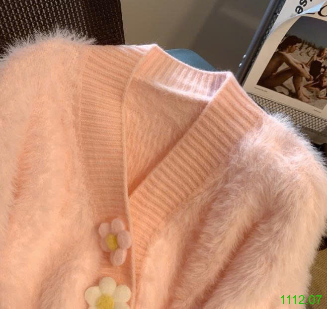 25HA1112.07 - ÁO CARDIGAN LÔNG ĐÍNH HOA CHO NỮ