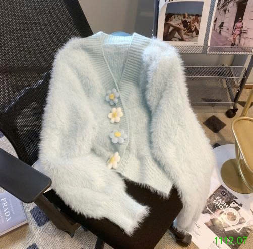 25HA1112.07 - ÁO CARDIGAN LÔNG ĐÍNH HOA CHO NỮ