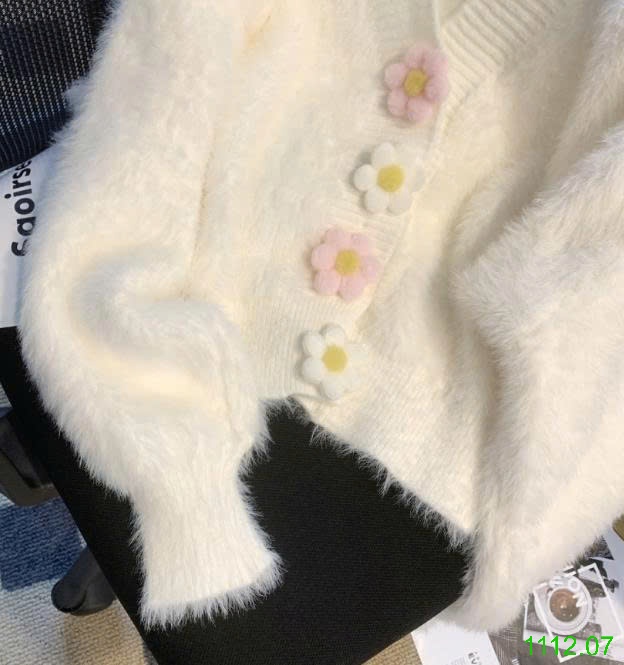 25HA1112.07 - ÁO CARDIGAN LÔNG ĐÍNH HOA CHO NỮ
