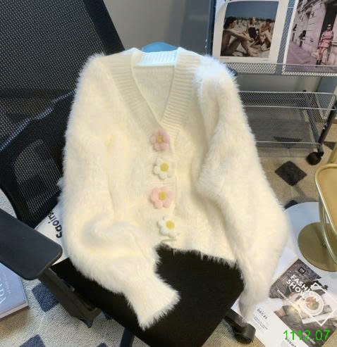 25HA1112.07 - ÁO CARDIGAN LÔNG ĐÍNH HOA CHO NỮ