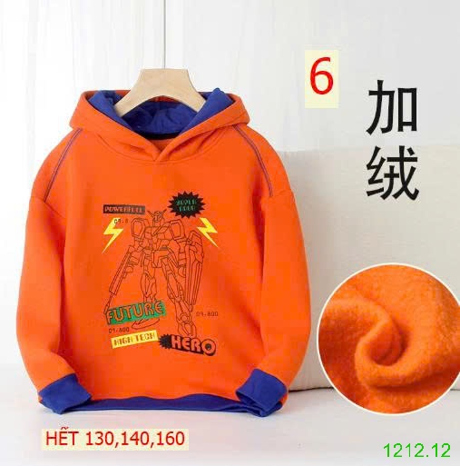 25HA1212.12 - ÁO NỈ HODDIE LÓT LÔNG BÉ TRAI HÃNG AKL