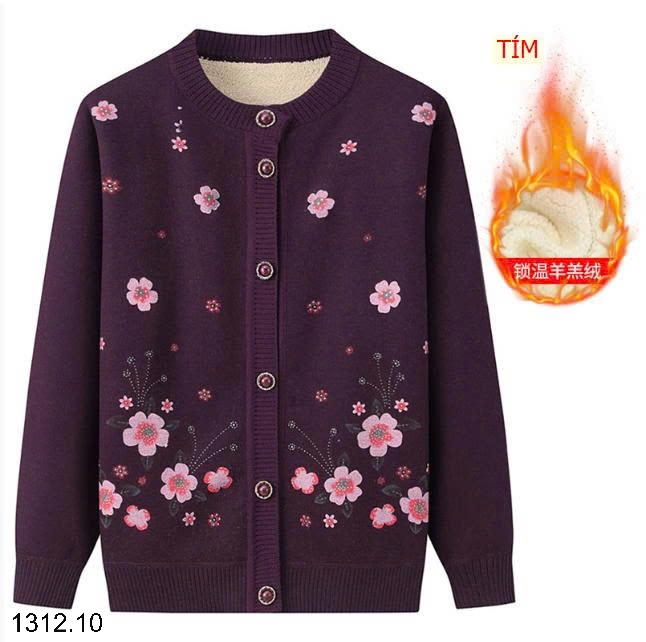 25HA1312.10 - ÁO CARDIGAN LEN TRUNG NIÊN LÓT LÔNG