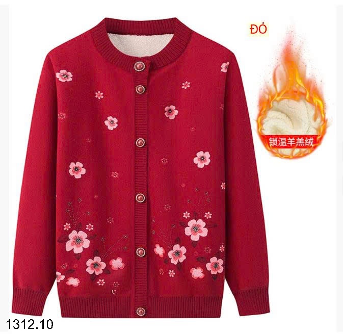 25HA1312.10 - ÁO CARDIGAN LEN TRUNG NIÊN LÓT LÔNG