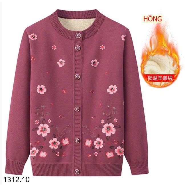 25HA1312.10 - ÁO CARDIGAN LEN TRUNG NIÊN LÓT LÔNG