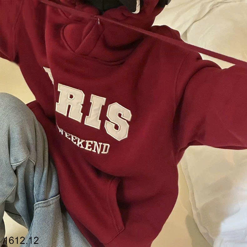 25HA1612.12 - ÁO NỈ ĐỎ HODDIE LÓT LÔNG BÉ TRAI