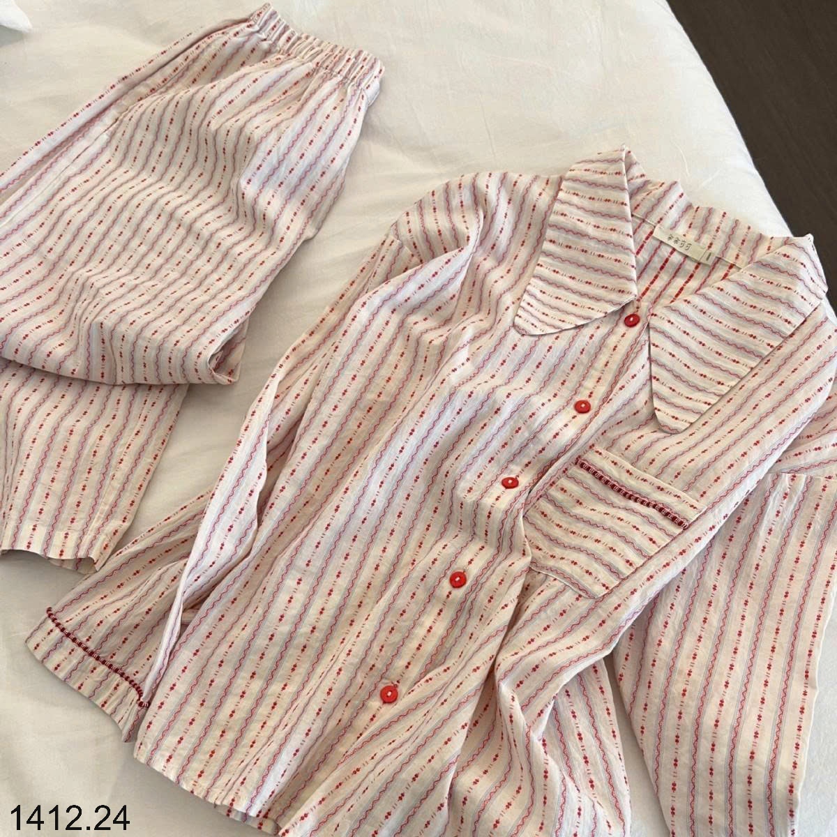 25HA1412.24 - BỘ PIZAMA KẺ MẶC NHÀ CHO NỮ