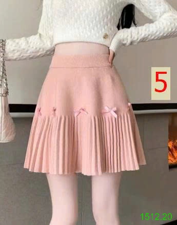 25HA1512.20 - CHÂN VÁY DỆT KIM XẾP LY MIX NƠ