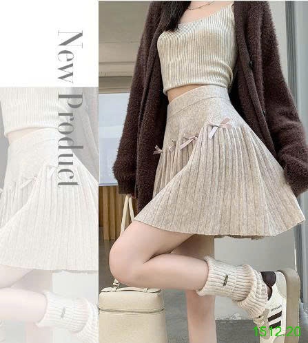 25HA1512.20 - CHÂN VÁY DỆT KIM XẾP LY MIX NƠ