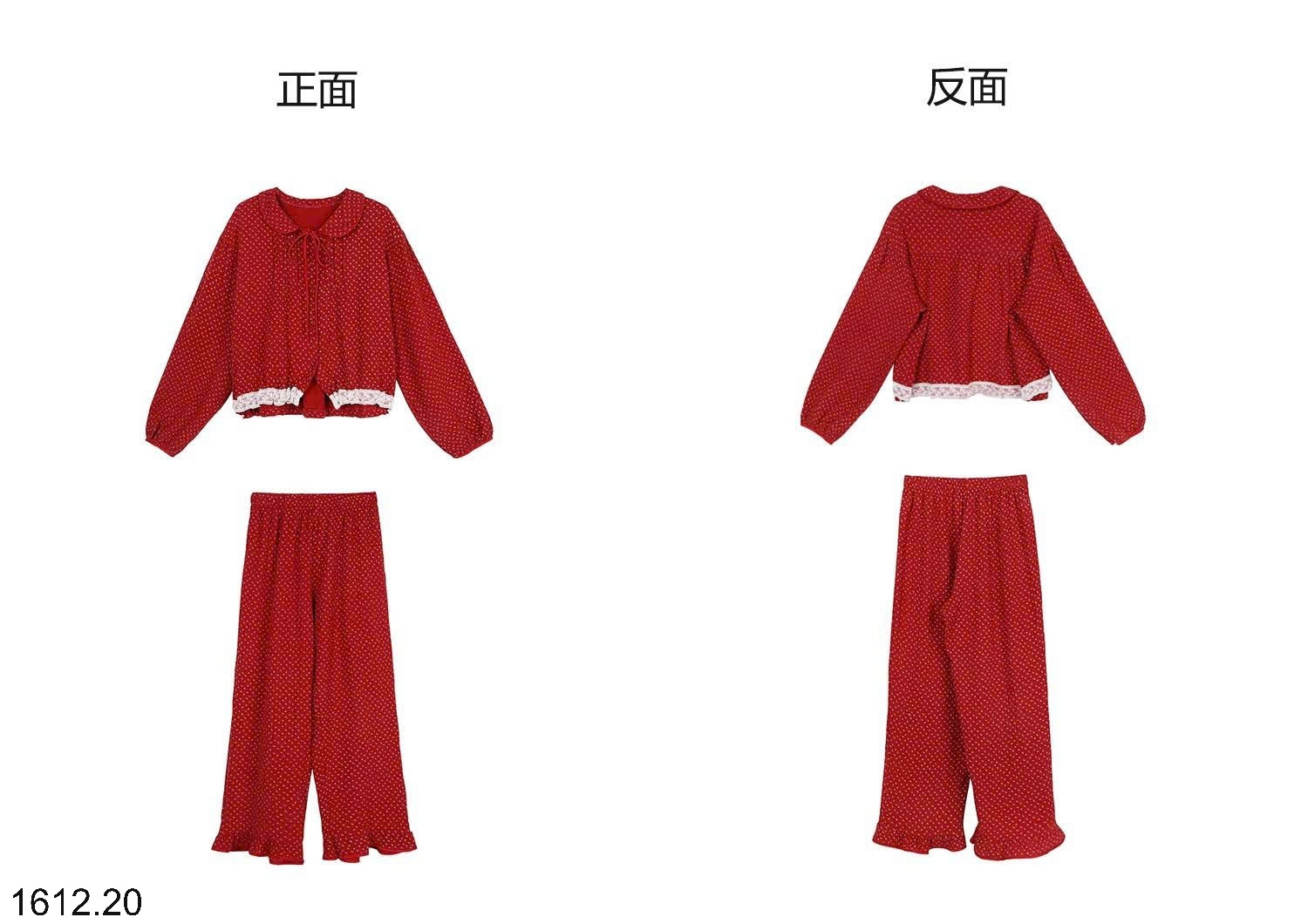 25HA1612.20 - BỘ HOA NHÍ ĐỎ MẶC NHÀ CHO NỮ