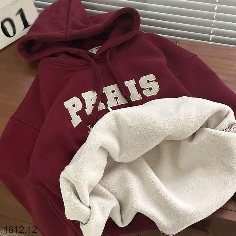 25HA1612.12 - ÁO NỈ ĐỎ HODDIE LÓT LÔNG BÉ TRAI