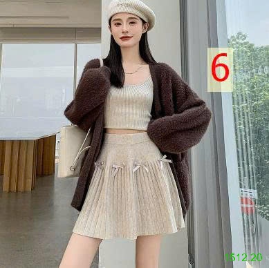 25HA1512.20 - CHÂN VÁY DỆT KIM XẾP LY MIX NƠ