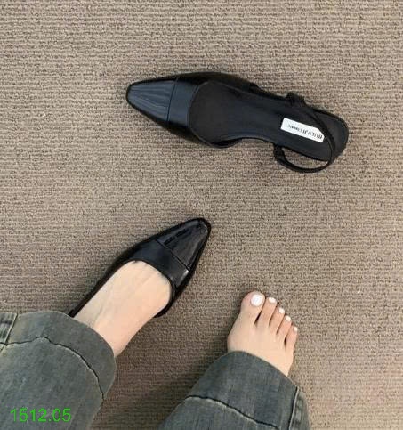 25HA1512.05 - SANDAL BÍT MŨI PHỐI DA BÓNG