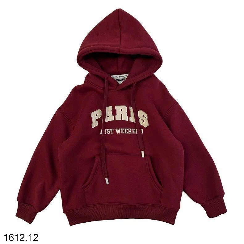 25HA1612.12 - ÁO NỈ ĐỎ HODDIE LÓT LÔNG BÉ TRAI