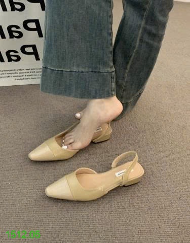 25HA1512.05 - SANDAL BÍT MŨI PHỐI DA BÓNG