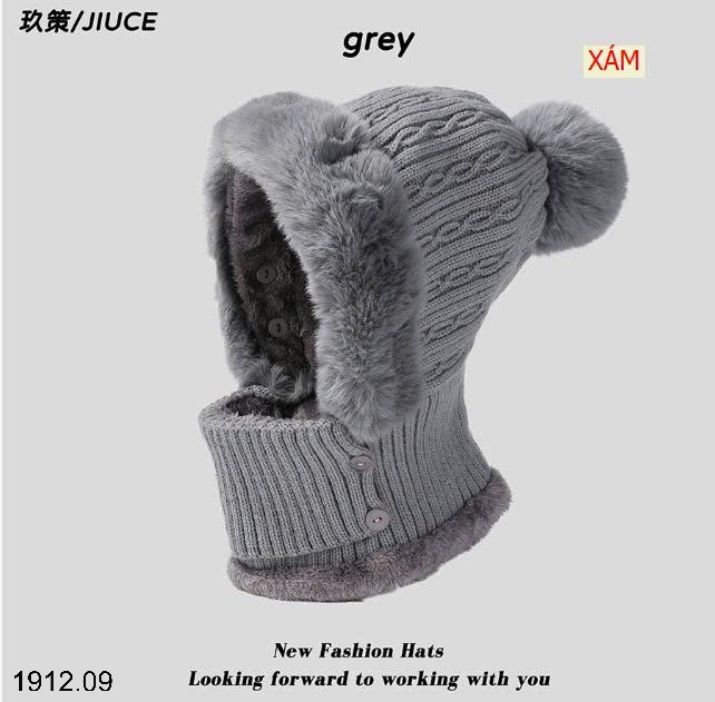 25HA1912.09 - MŨ LEN LÓT LÔNG CỔ LIỀN HÃNG JIUCE