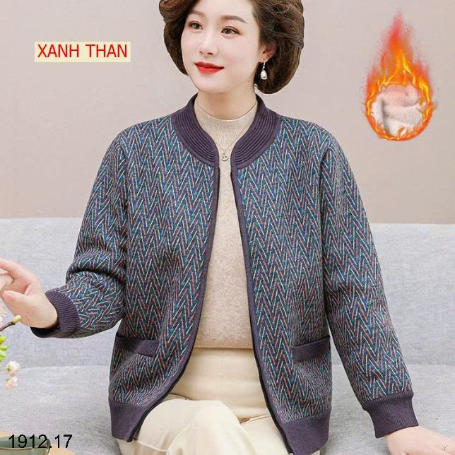 25HA1912.17 - ÁO KHOÁC CARDIGAN LÓT LÔNG TRUNG NIÊN