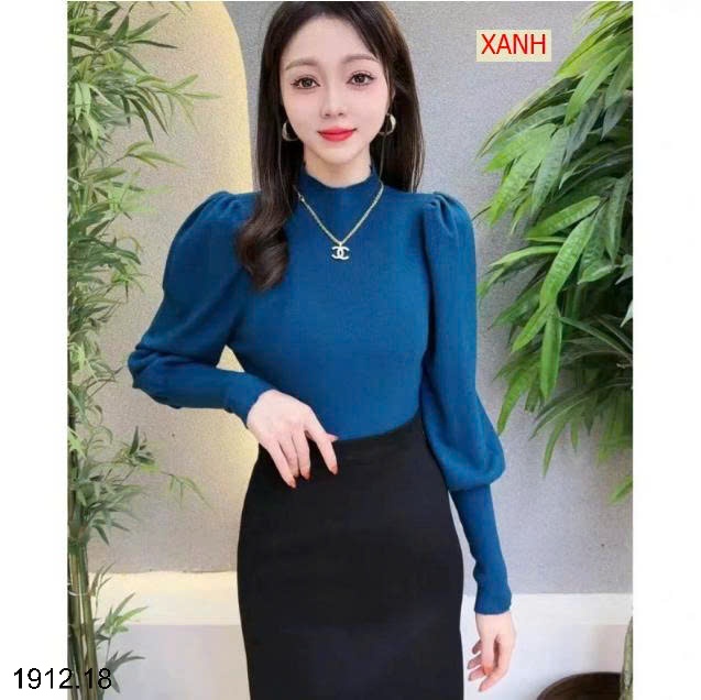 25HA1912.18 - ÁO LEN CỔ LỌ NỮ TAY PHỒNG
