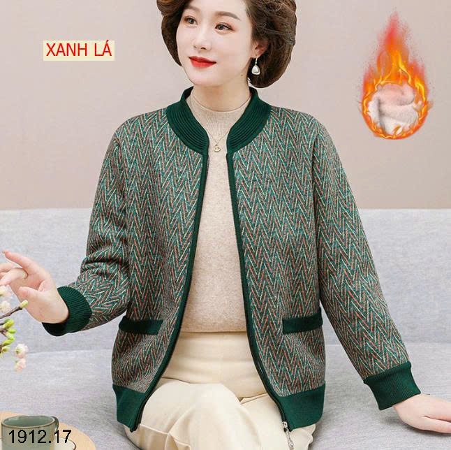 25HA1912.17 - ÁO KHOÁC CARDIGAN LÓT LÔNG TRUNG NIÊN