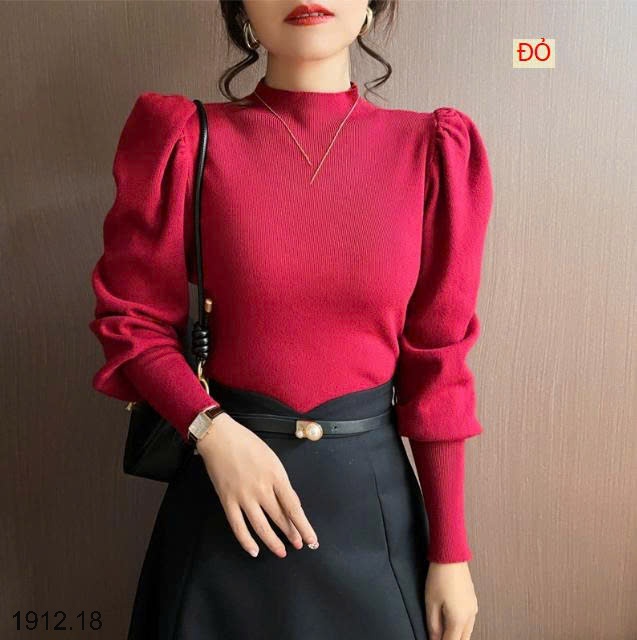 25HA1912.18 - ÁO LEN CỔ LỌ NỮ TAY PHỒNG
