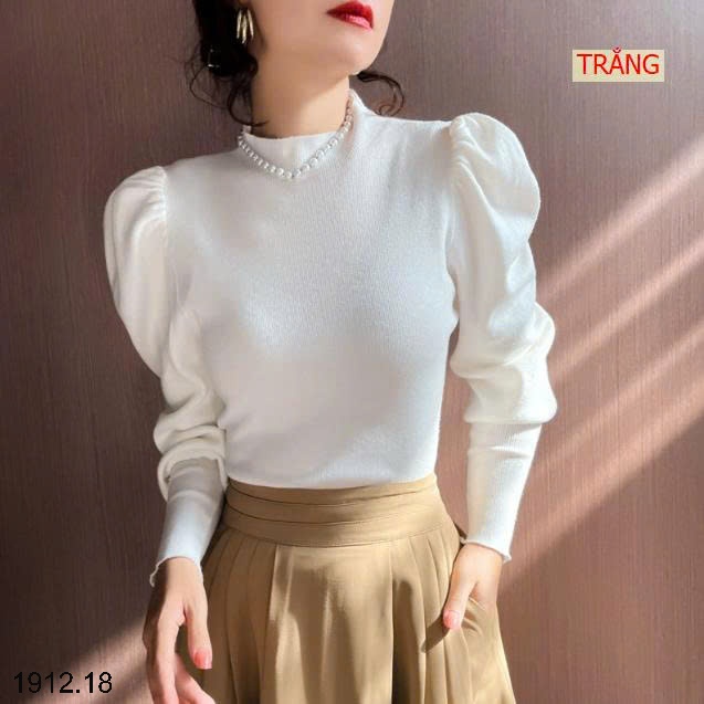 25HA1912.18 - ÁO LEN CỔ LỌ NỮ TAY PHỒNG