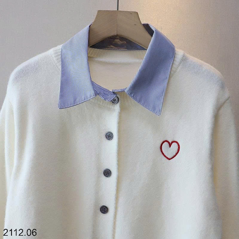 25HA2112.06 - CARDIGAN LEN PHỐI CỔ SƠ MI
