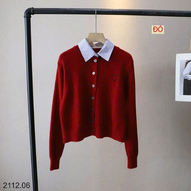 25HA2112.06 - CARDIGAN LEN PHỐI CỔ SƠ MI