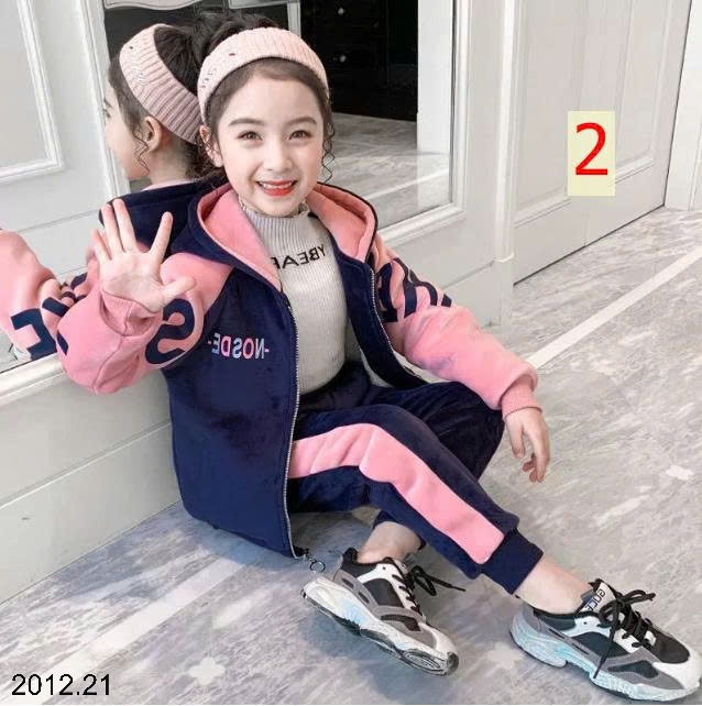 25HA2012.21 - BỘ NỈ NHUNG LÓT LÔNG BÉ GÁI QCCC