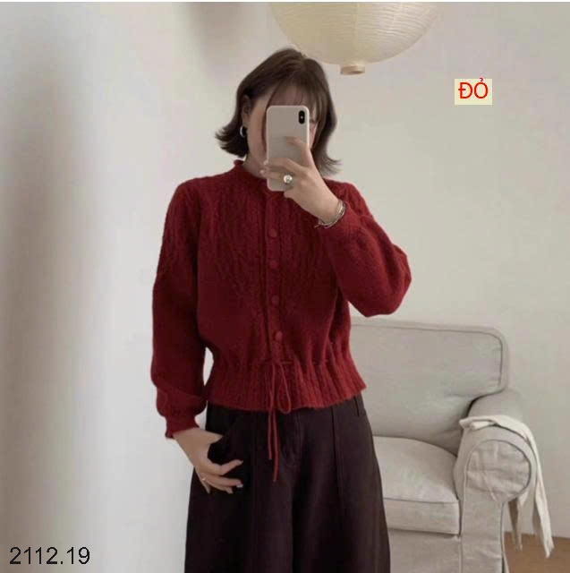 25HA2112.19 - ÁO LEN THẮT EO NỮ