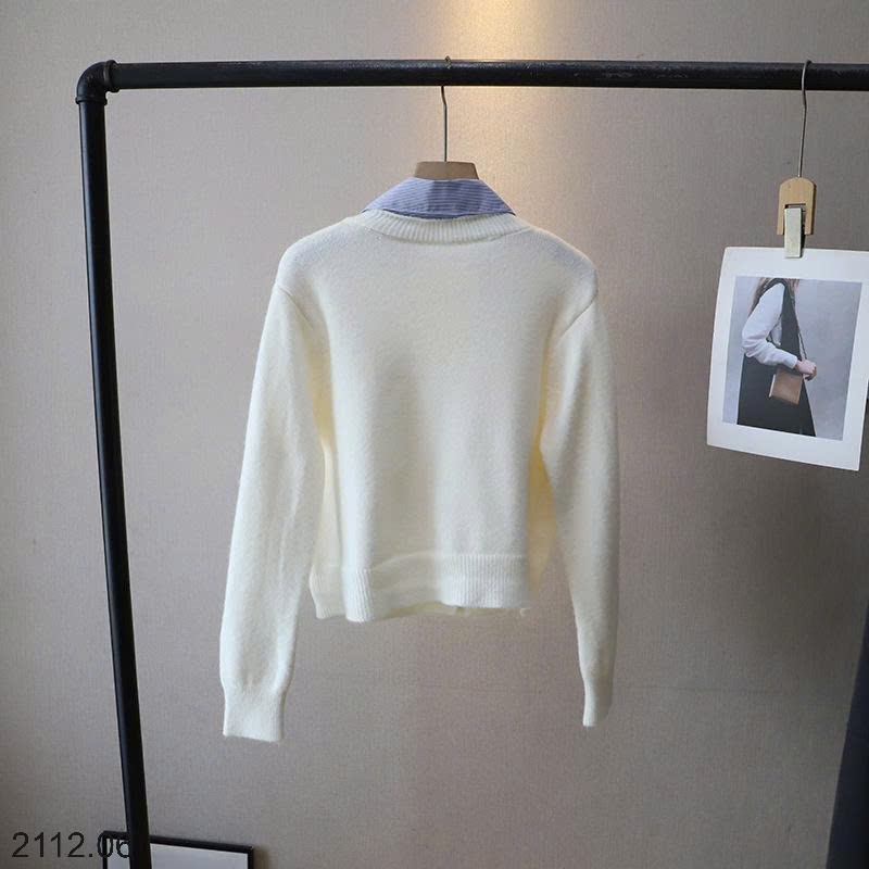 25HA2112.06 - CARDIGAN LEN PHỐI CỔ SƠ MI