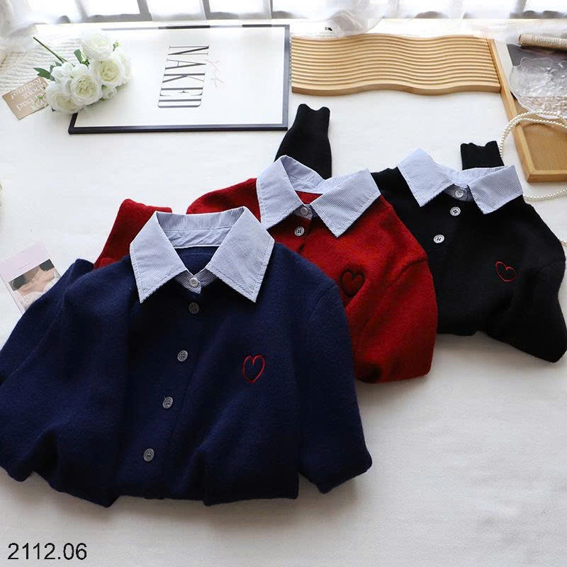 25HA2112.06 - CARDIGAN LEN PHỐI CỔ SƠ MI