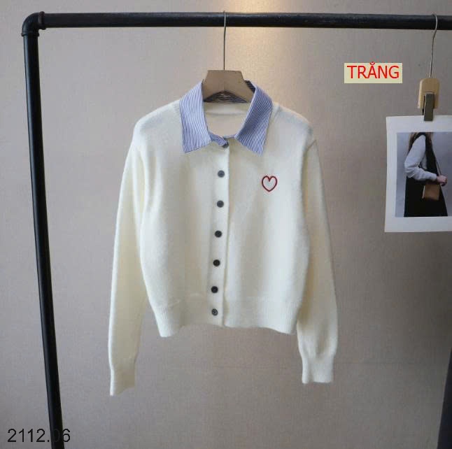 25HA2112.06 - CARDIGAN LEN PHỐI CỔ SƠ MI