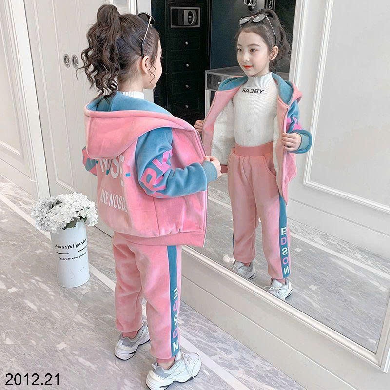 25HA2012.21 - BỘ NỈ NHUNG LÓT LÔNG BÉ GÁI QCCC