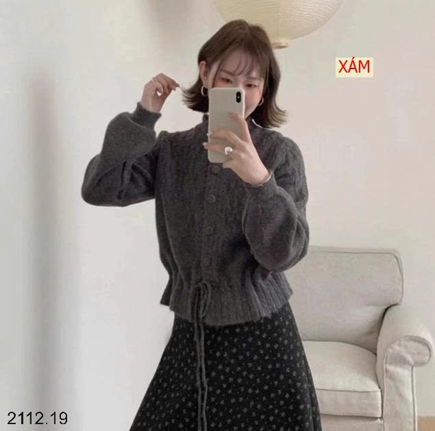 25HA2112.19 - ÁO LEN THẮT EO NỮ