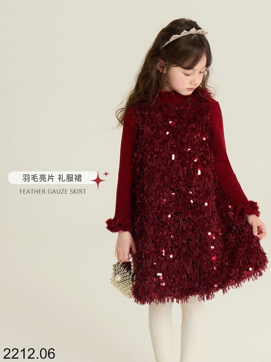 25HA2212.06 - VÁY ĐÍNH SEQUIN BÉ GÁI HÃNG AMBB