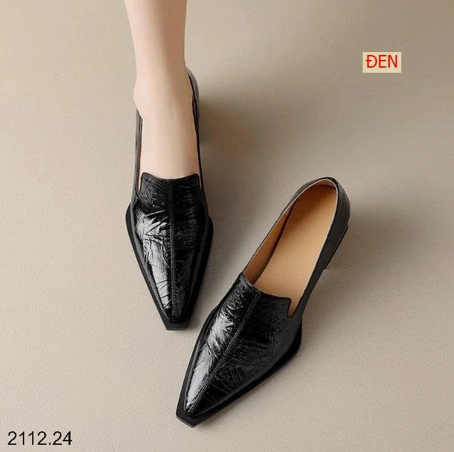 25HA2112.24 - GIÀY CAO GÓT MŨI NHỌN DA BÓNG