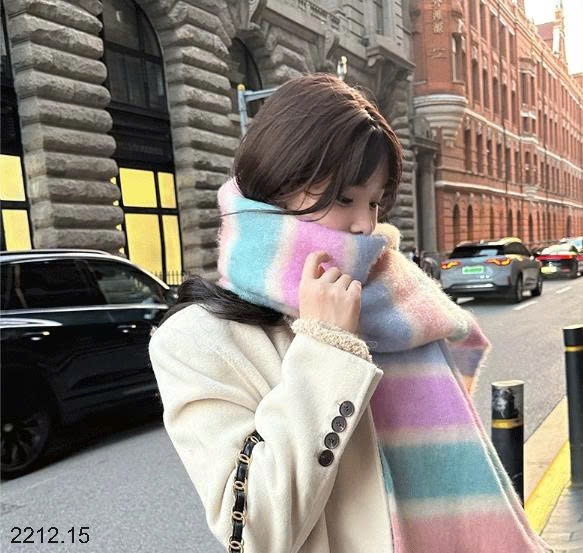 25HA2212.15 - KHĂN LEN LÔNG CẦU VỒNG SIÊU MỀM