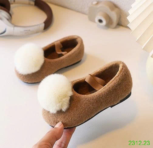 25HA2312.23 - GIÀY LƯỜI ĐẾ BẰNG LÔNG CỪU DỄ THƯƠNG BÉ GÁI