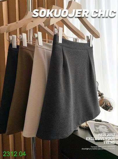 25HA2312.04 - CHÂN VÁY DẠ CHỮ A DÁNG NGẮN