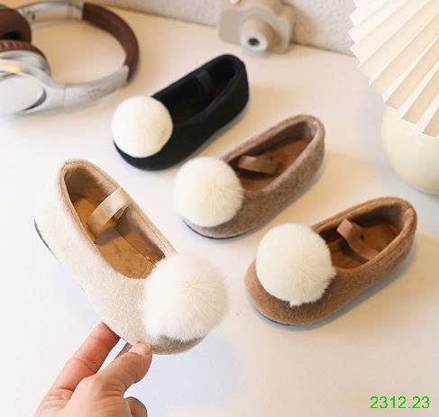 25HA2312.23 - GIÀY LƯỜI ĐẾ BẰNG LÔNG CỪU DỄ THƯƠNG BÉ GÁI