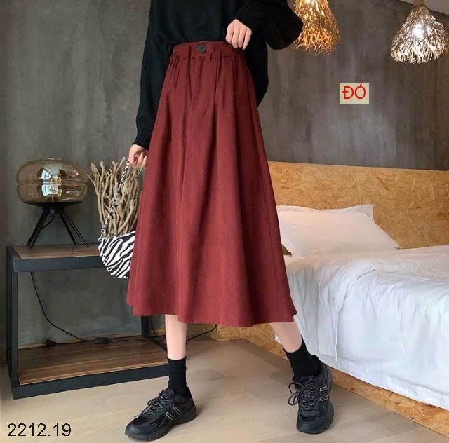 25HA2212.19 - CHÂN VÁY NHUNG DÁNG DÀI KÈM TL
