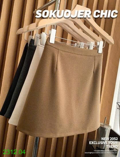 25HA2312.04 - CHÂN VÁY DẠ CHỮ A DÁNG NGẮN