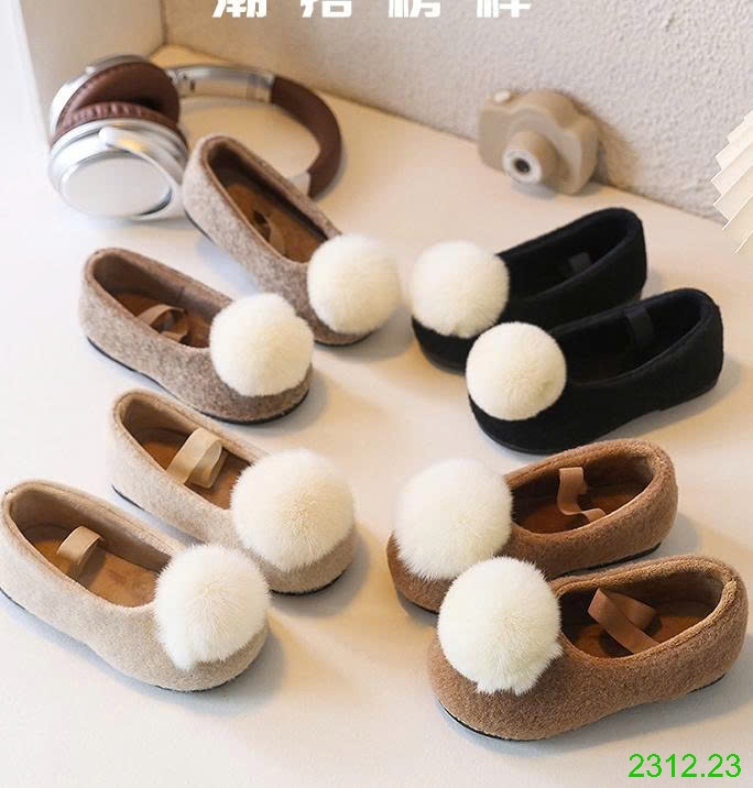 25HA2312.23 - GIÀY LƯỜI ĐẾ BẰNG LÔNG CỪU DỄ THƯƠNG BÉ GÁI