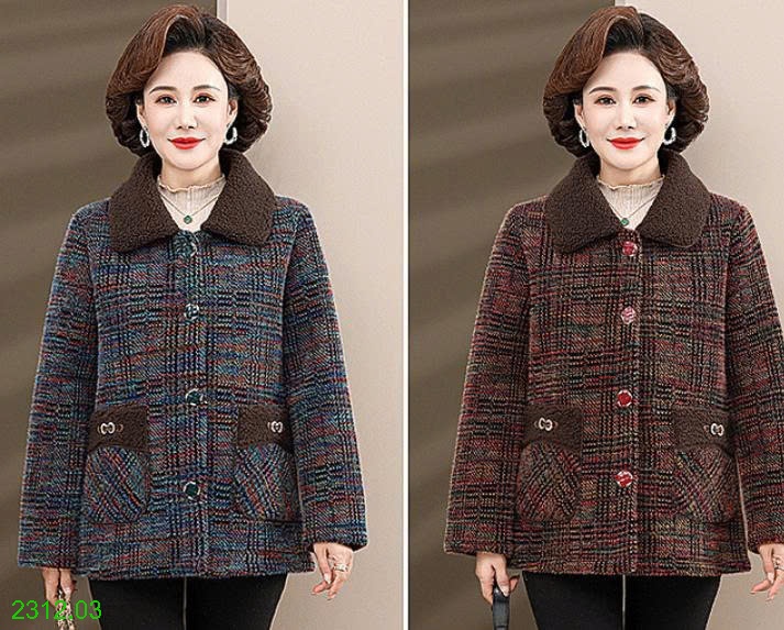 25HA2312.03 - ÁO KHOÁC LÓT LÔNG HỌA TIẾT THỔ CẨM CHO MẸ