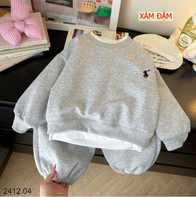 25HA2412.04 - BỘ NỈ HÌNH NGỰA MẶC NHÀ CHO BÉ