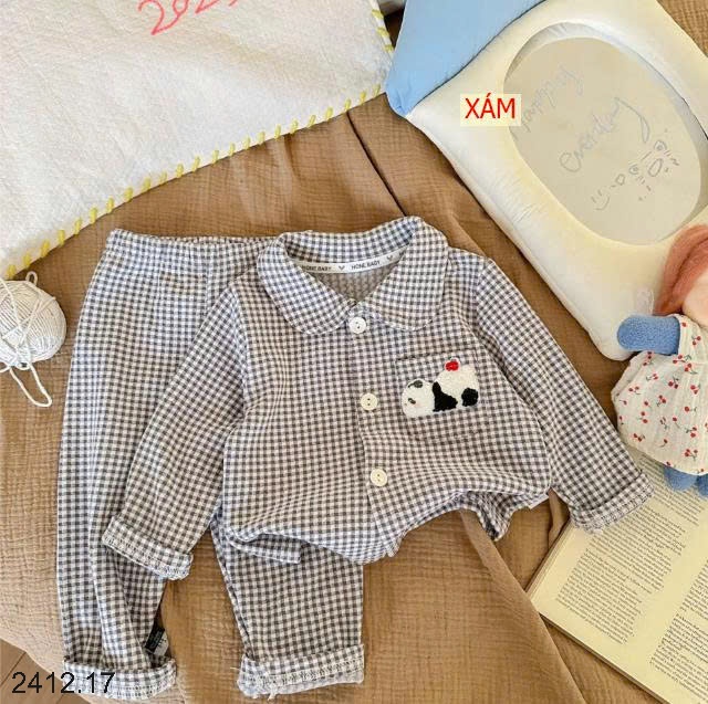 25HA2412.17 - BỘ PIZAMA KẺ CARO CHO BÉ