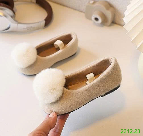 25HA2312.23 - GIÀY LƯỜI ĐẾ BẰNG LÔNG CỪU DỄ THƯƠNG BÉ GÁI