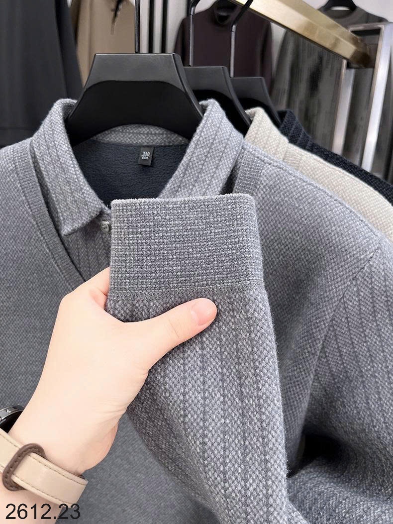 25HA2612.23 - ÁO LEN CỔ SƠ MI LÓT LÔNG CHO NAM