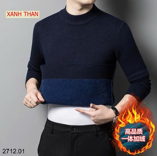 25HA2712.01 - ÁO LEN NAM LÓT LÔNG CAO CỔ