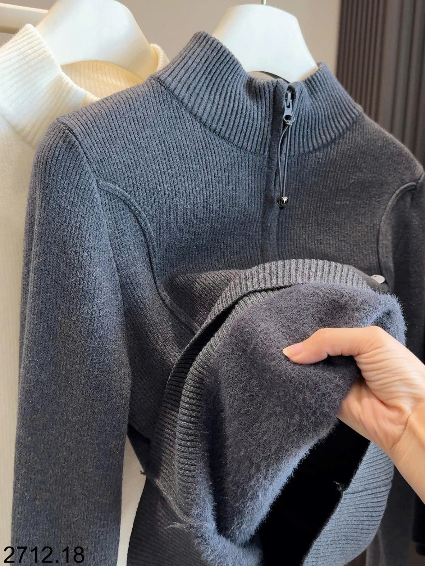 25HA2712.18 - ÁO LEN LÓT LÔNG CỔ KÉO KHOÁ ANNA