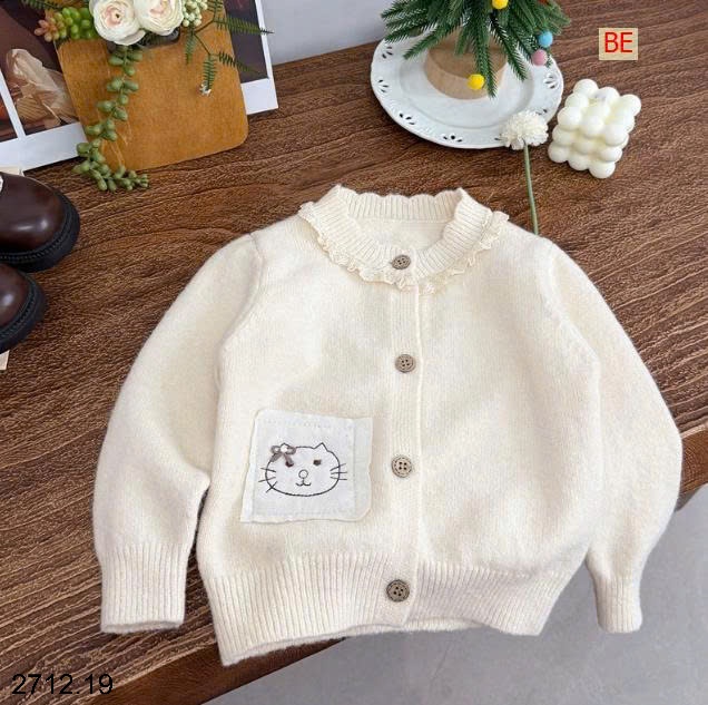 25HA2712.19 - CARDIGAN LEN CỔ REN BÉ GÁI